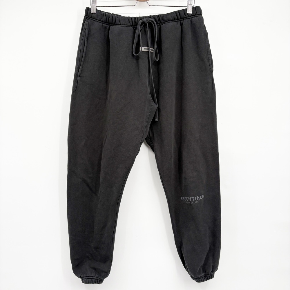 Fear of God Essentials Mens Washed Black Streetwear Oversized Sweatpants Size XL